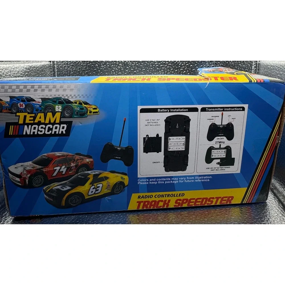 Team NASCAR RC Track Speedster Radio Control Car Yellow Black #63 27MHz New